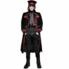 Military Long Coat Jacket Black Red Goth Steampunk Regency Aristoc Front